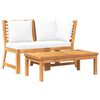 vidaXL Salon de jardin 3 pcs avec coussin cr&egrave;me Bois d'acacia solide
