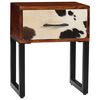 vidaXL Table de chevet Bois de Sesham et cuir v&eacute;ritable 40x30x50 cm