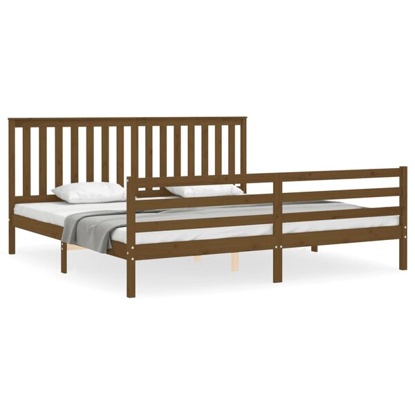 vidaXL Cadre de lit sans matelas marron miel 200x200 cm bois massif