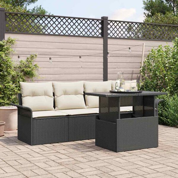 vidaXL Ensemble de canap&eacute; de jardin 5 pcs Noir Poly Rattan