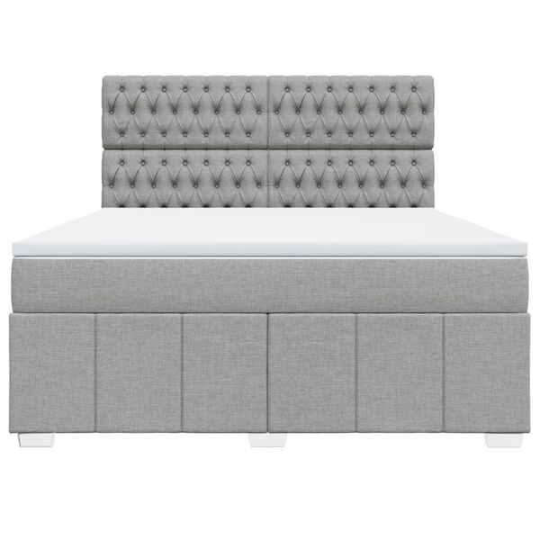 vidaXL Sommier &agrave; lattes de lit avec matelas Gris clair 180x200cm Tissu