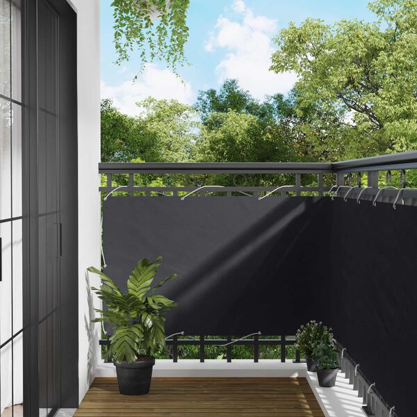 vidaXL &Eacute;cran de balcon Noir 90 x 200 cm Oxford alu enduit de PU
