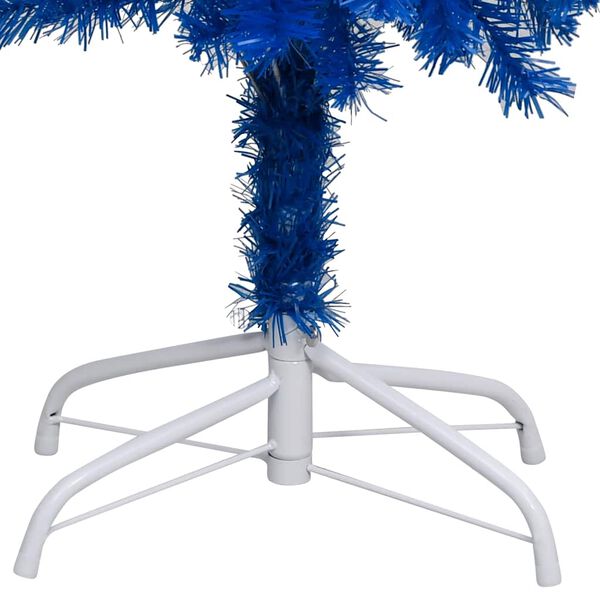 vidaXL Arbre de No&euml;l artificiel pr&eacute;-&eacute;clair&eacute; et boules bleu 210 cm PVC