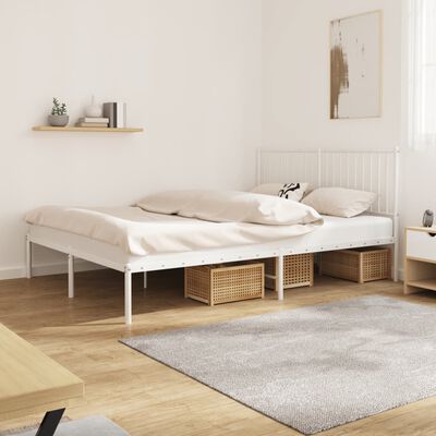 vidaXL Cadre de lit métal sans matelas et tête de lit blanc 150x200 cm