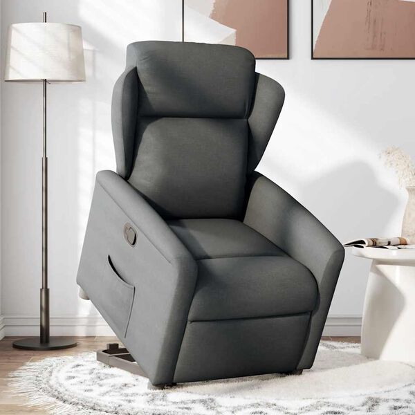 vidaXL Fauteuil inclinable Gris fonc&eacute; Tissu