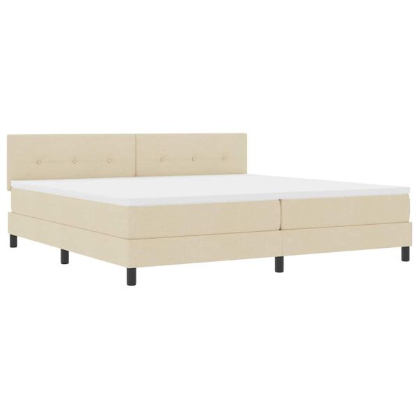 vidaXL Lit boxspring avec matelas Cr&egrave;me 200 x 200 cm tissu