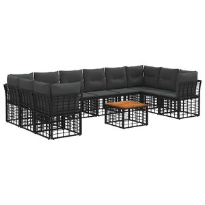 vidaXL Ensemble de canap&eacute;s d'ext&eacute;rieur 11 pcs Noir et Gris fonc&eacute;