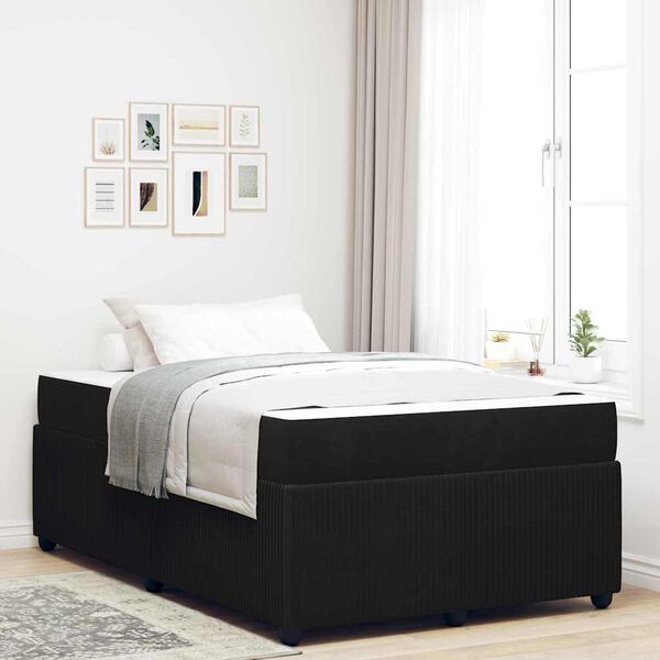 vidaXL Cadre de lit avec matelas Noir 120 x 190 cm tissu