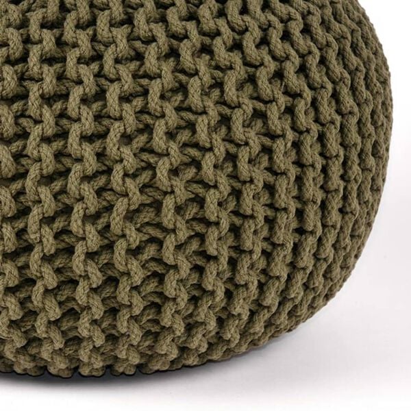 LABEL51 Pouf tricot&eacute; Coton M Vert d'arm&eacute;e