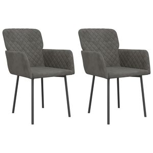 vidaXL Chaises &agrave; manger lot de 2 Gris fonc&eacute; Velours