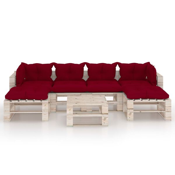 vidaXL Salon de jardin palette 7 pcs avec coussins bois de pin