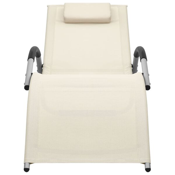 vidaXL Chaise longue textilène crème et gris