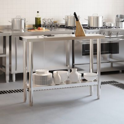vidaXL Table de travail de cuisine 110x30x85 cm acier inoxydable