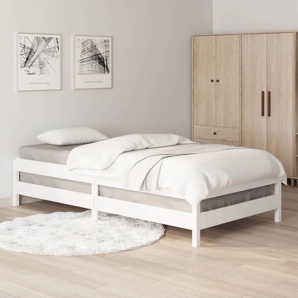 vidaXL Lit empilable sans matelas blanc 90x200 cm bois de pin massif