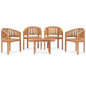 vidaXL Salon de jardin 5 pcs en forme de banane Bois de teck solide