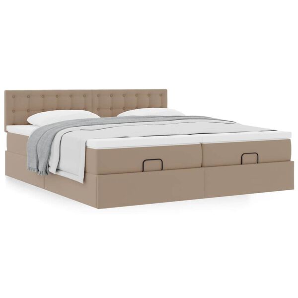 VidaXL Cadre de lit ottoman et matelas cappuccino 180x200cm similicuir