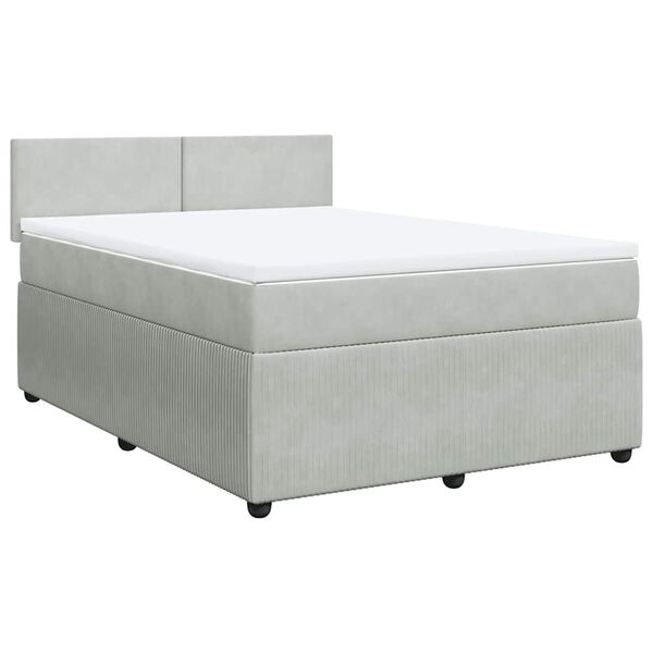 vidaXL Sommier &agrave; lattes de lit et matelas Gris clair 160x200cm Velours