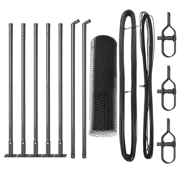 vidaXL Poteau de cl&ocirc;ture. Gris 10 x 0,4 m (maille 13 mm) Acier et PVC