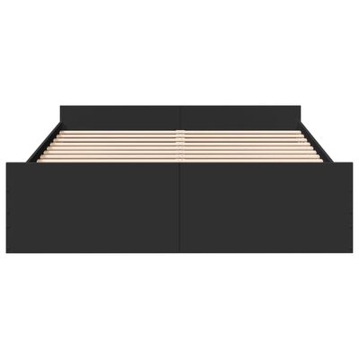 vidaXL Cadre de lit à tiroirs noir 160x200 cm bois d'ingénierie