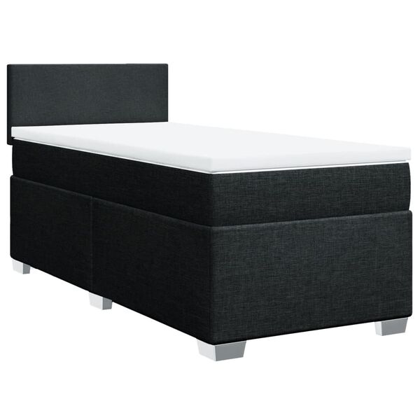 vidaXL Sommier &agrave; lattes de lit avec matelas Noir 90x200 cm Tissu
