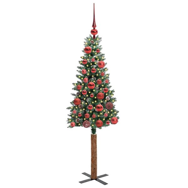vidaXL Sapin de Noël mince avec 150 LED Vert et blanc 150 cm