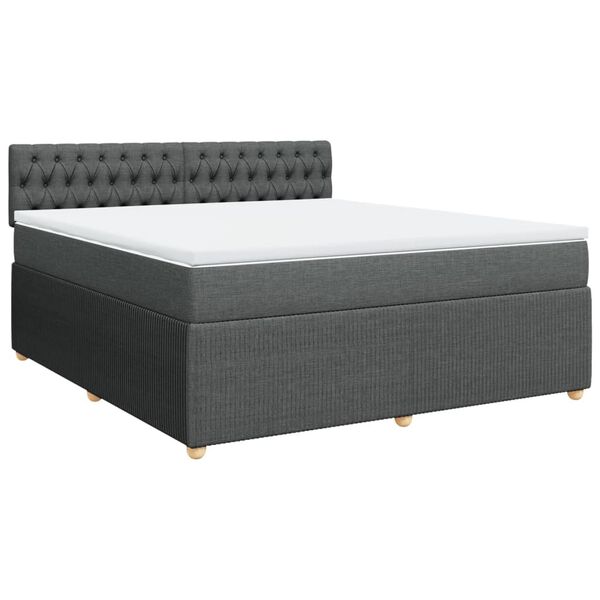 vidaXL Sommier &agrave; lattes de lit avec matelas Gris fonc&eacute; 180x200cm Tissu
