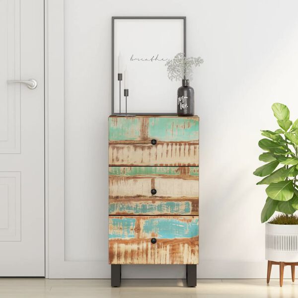 vidaXL Buffet avec 3 tiroirs 40x33,5x75 cm bois massif de r&eacute;cup&eacute;ration