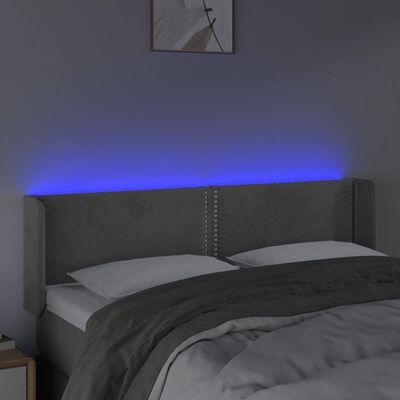 vidaXL Tête de lit à LED Gris clair 147x16x78/88 cm Velours