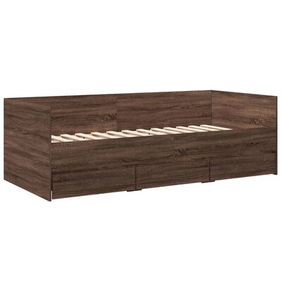 vidaXL Lit de jour avec tiroirs sans matelas chêne marron 75x190 cm