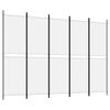 vidaXL Cloison de s&eacute;paration 5 panneaux Blanc 250x180 cm Tissu