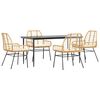 vidaXL Ensemble &agrave; manger jardin coussins 5pcs marron poly rotin verre