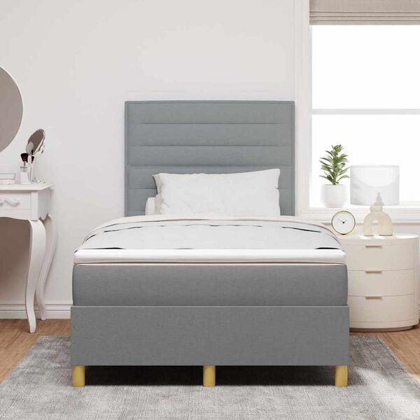 vidaXL Lit &agrave; ressorts avec matelas Gris clair 120 x 200 cm tissu