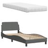 vidaXL Lit avec matelas Hanko gris foncé 80x200 cm tissu