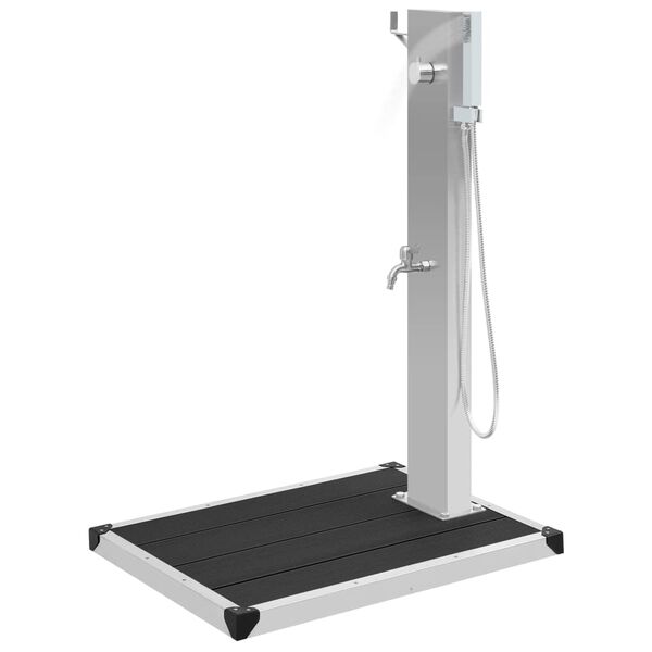 vidaXL Douche d'extérieur avec receveur de douche WPC Acier inoxydable