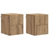 vidaXL Cabinet de chevet mural 2 pcs Ch&ecirc;ne artisanal 34,5 x 33 x 40 cm