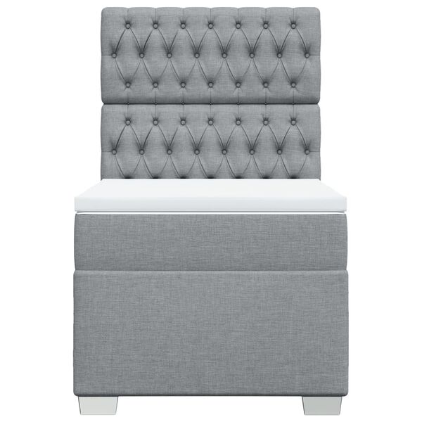 vidaXL Sommier &agrave; lattes de lit avec matelas Gris clair 90x200 cm Tissu