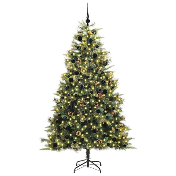 vidaXL Sapin de No&euml;l artificiel avec branches pliables et c&ocirc;nes 240 cm