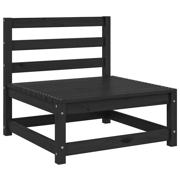 vidaXL Canap&eacute;s centraux de jardin 3 pcs noir bois de pin massif