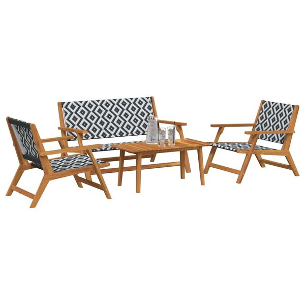 vidaXL Chaises de jardin avec table 4 pcs Noir 90 x 45 x 40 cm