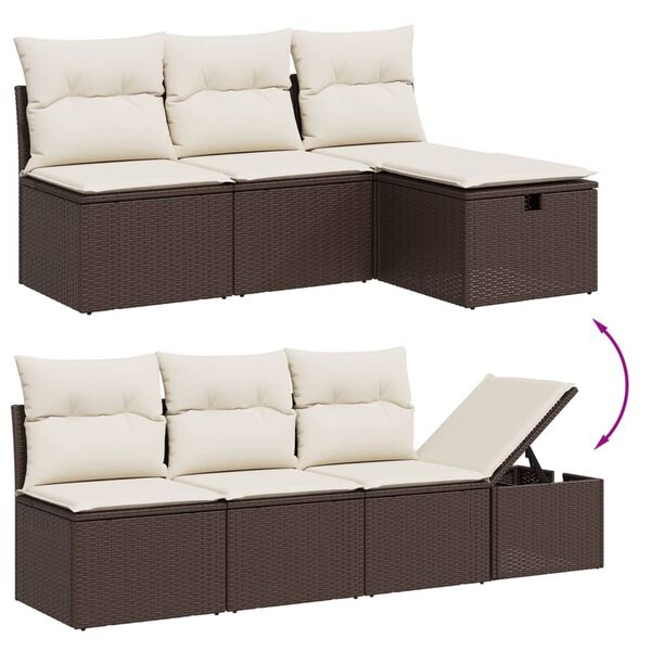vidaXL Salon de jardin 8 pcs avec coussins marron résine tressée