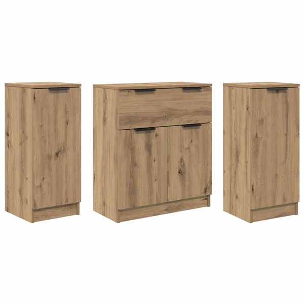 vidaXL Buffet avec tiroir 3 pcs Ch&ecirc;ne artisanal Bois d'ing&eacute;nierie