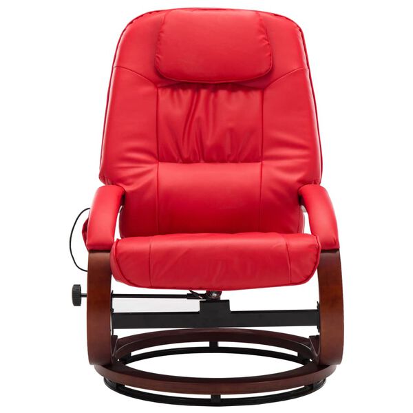vidaXL Fauteuil de massage avec repose-pieds rouge similicuir