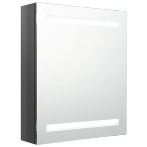 vidaXL Armoire de salle de bain &agrave; miroir LED Gris brillant 50x14x60 cm