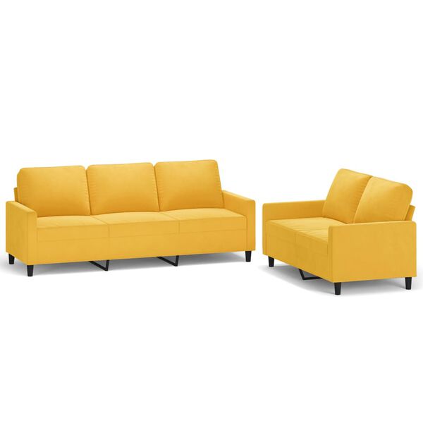 vidaXL Ensemble de canap&eacute;s 2 pcs avec coussins Jaune Velours