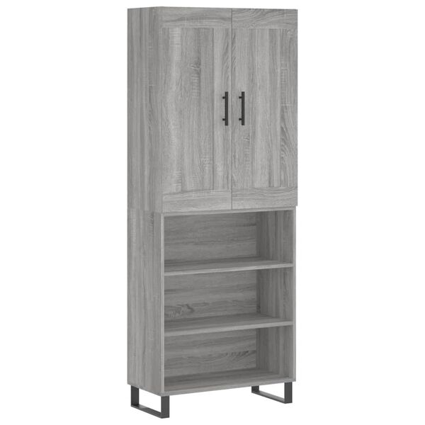 vidaXL Buffet haut Sonoma gris 69,5x34x180 cm Bois d'ing&eacute;nierie