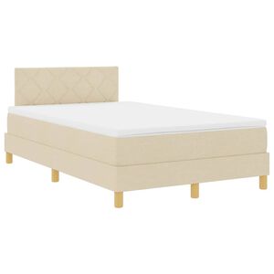 vidaXL Lit &agrave; ressort LED avec bandes LED Cr&egrave;me 120 x 200 cm tissu