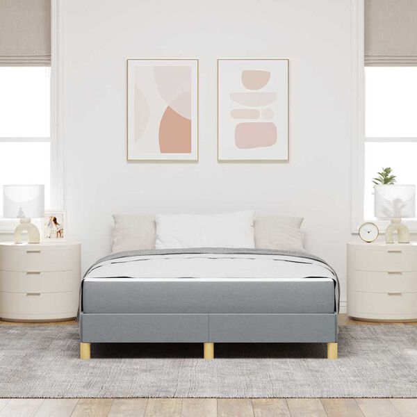 vidaXL Lit &agrave; ressorts avec matelas Gris clair 160 x 200 cm tissu
