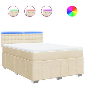 vidaXL Sommier &agrave; lattes de lit avec matelas Cr&egrave;me 140x200 cm Tissu