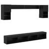 vidaXL Unit&eacute;s murales TV avec LED 6 pc Ch&ecirc;ne noir Bois d'ing&eacute;nierie