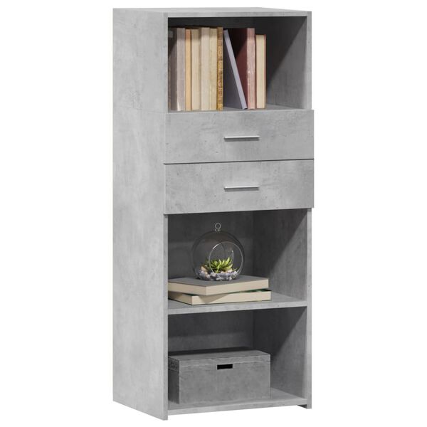vidaXL Buffet haut gris b&eacute;ton 50x42,5x124 cm bois d'ing&eacute;nierie